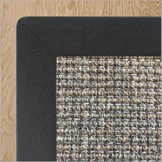 Heavy Ribbed Slate Sisal with 2 Inch Charcoal Cotton Border 3.4(L) x 2.3(W)